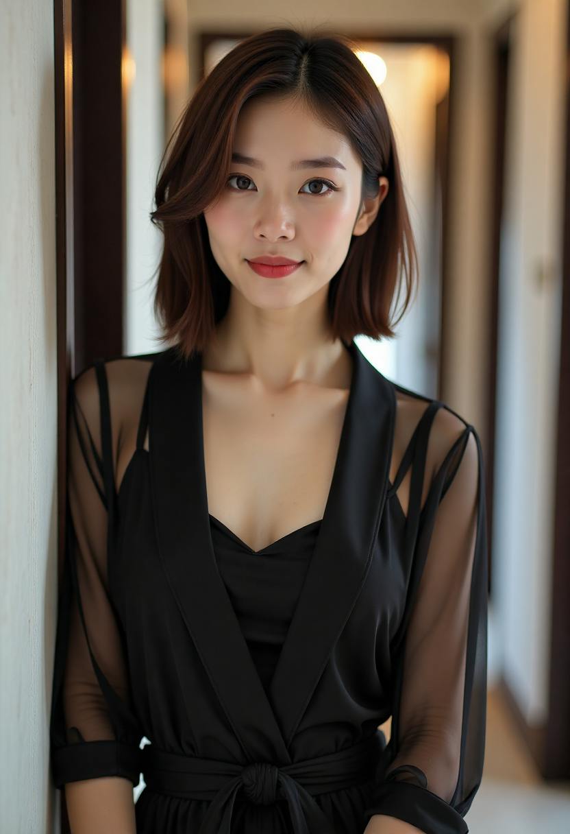 母女在厨房里安静交谈